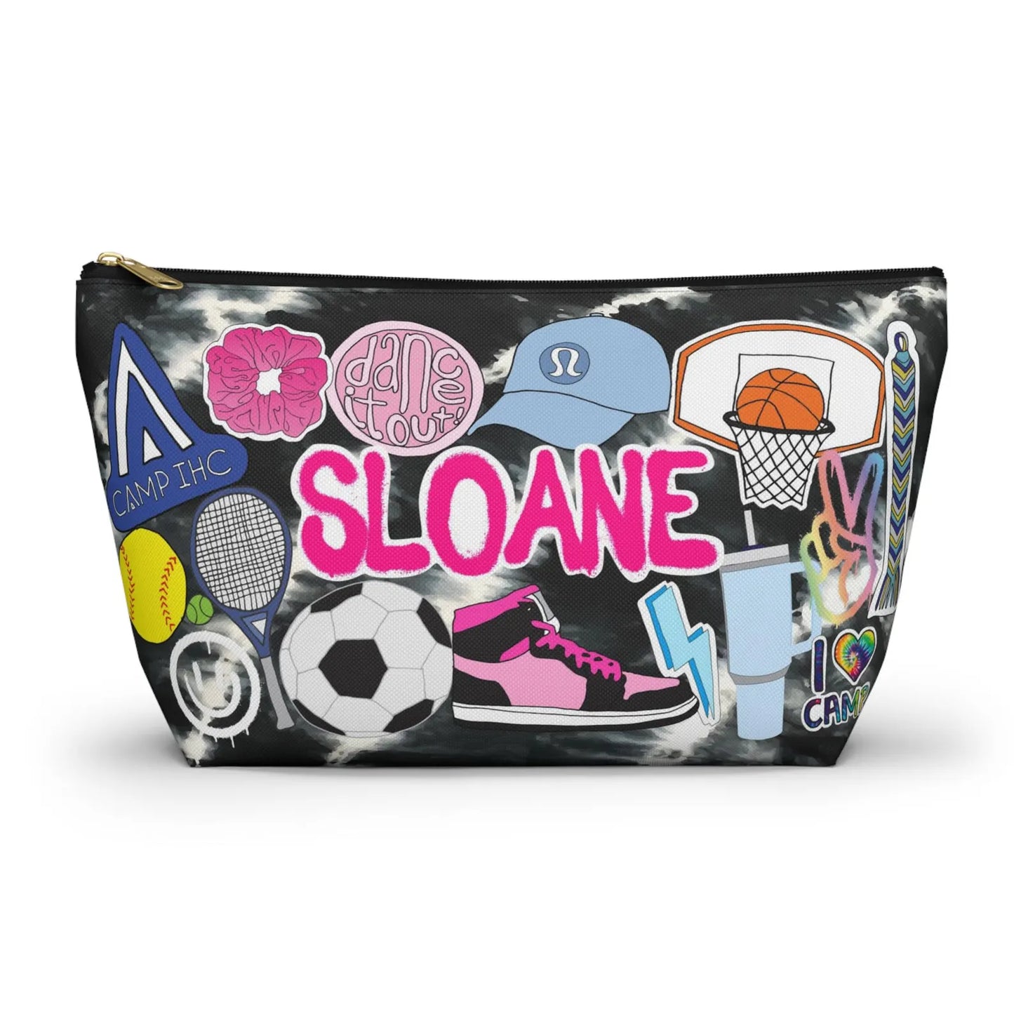 Sticker Style Large Pouch - Sporty Girl