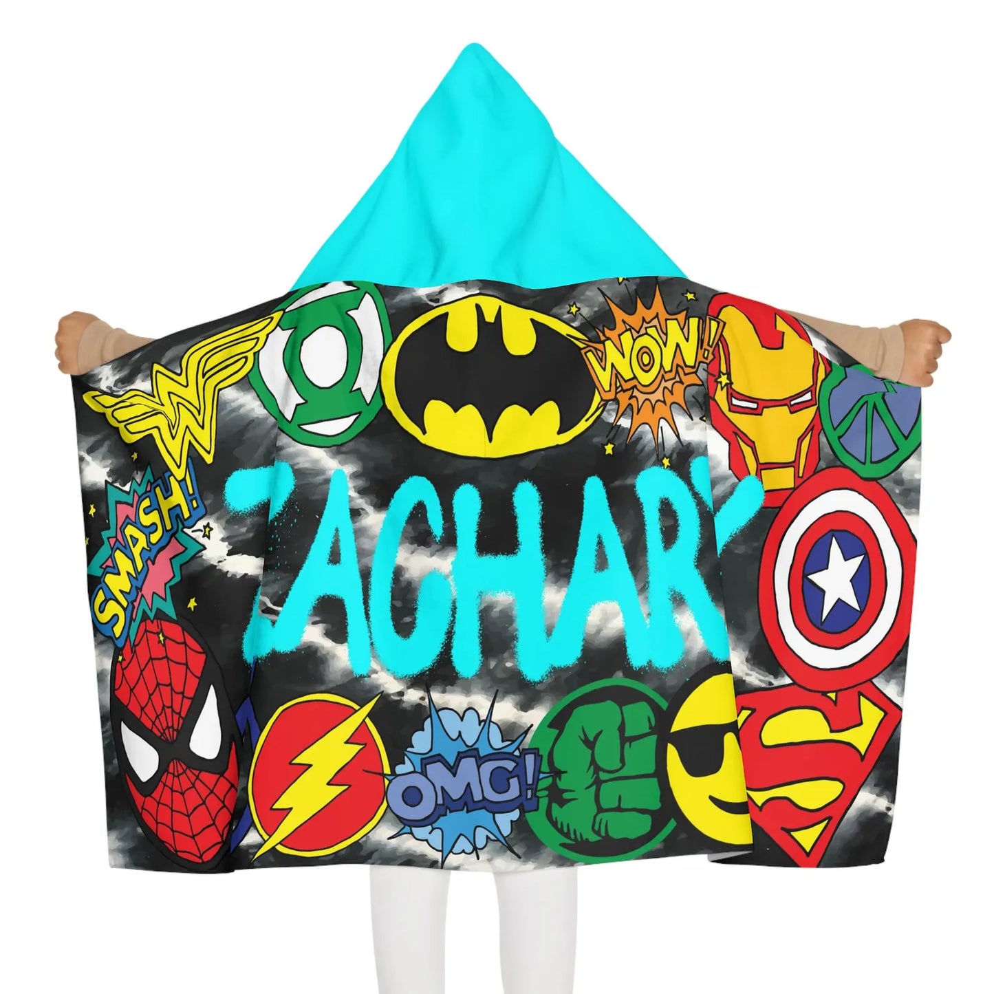 Sticker Style Hooded Towel - Super Hero